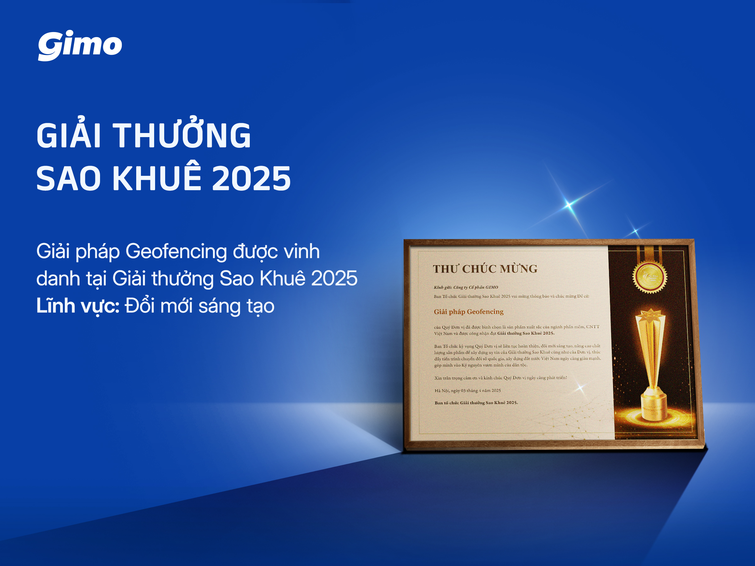 Giải pháp Geofencing đạt giải Đổi mới sáng tạo Sao Khuê 2025